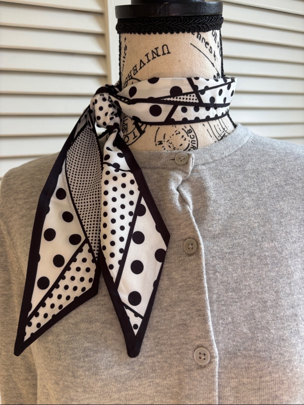 Black & White Polka Dot Neck Scarf - Elegant Women’s Accessory